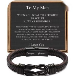 Men's Magnetic Buckle Lettering Leather Bracelet