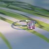 S925 Sterling Silver Temperamental Simple Watermelon Tourmaline Slim Ring
