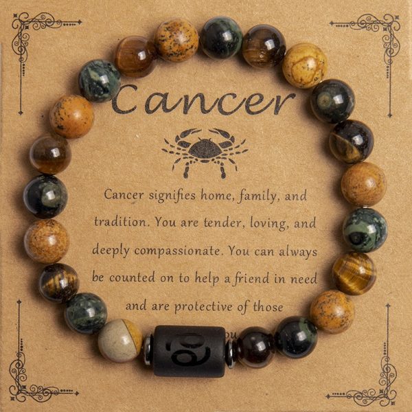 European And American New Natural Picture Tigereye Twelve Constellation Beaded Bracelet