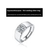 S925 Sterling Silver Moissanite Ring Men's Glossy 1 Karat Four-claw Style