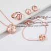 Gold Flower Bracelet Ring Earrings Women's Jewelry Set