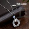 925 Silver Hetian Jade Peace Buckle Heritage Zodiac Enamel Women's Necklace
