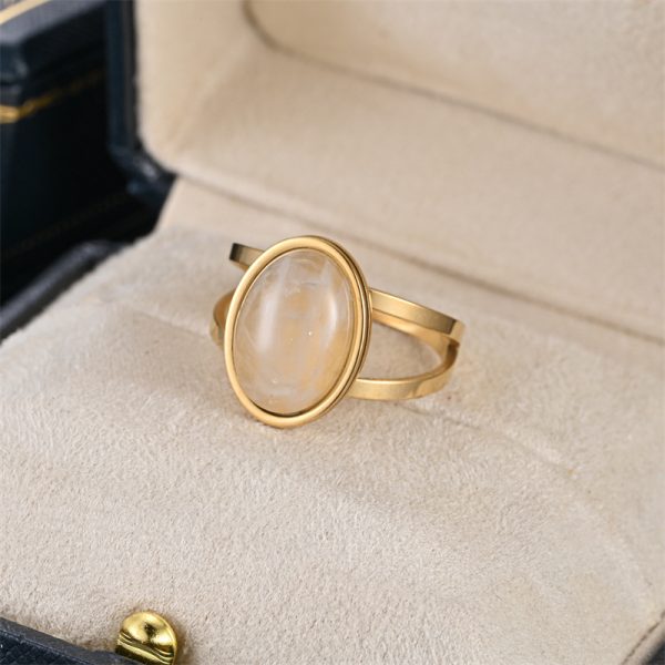 Natural Cut Stone Ring Men And Women Couple Fashion