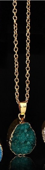 Ladies Round Irregular Water Droplets Natural Stone Rough Stone Pendant Necklace