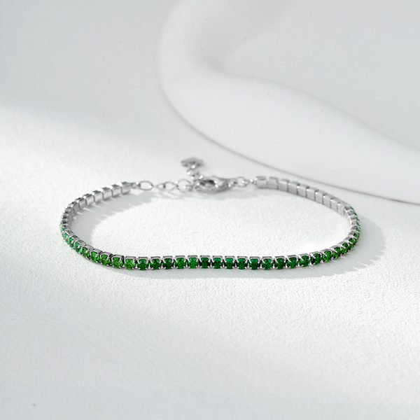 Diamond Color Zirconium Tennis Chain S925 Sterling Silver Single Row Inlaid Zircon Bracelet