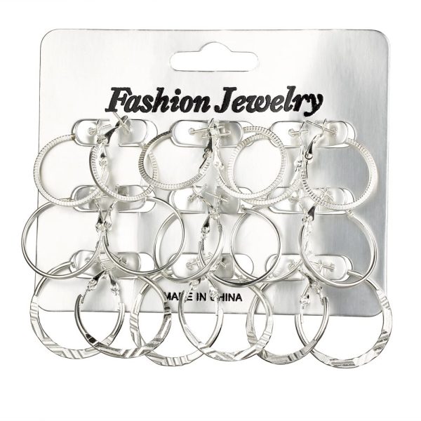 Korean Retro Earrings Set Fashion Ear Ring 9 Pairs Combination Set Ear Rings