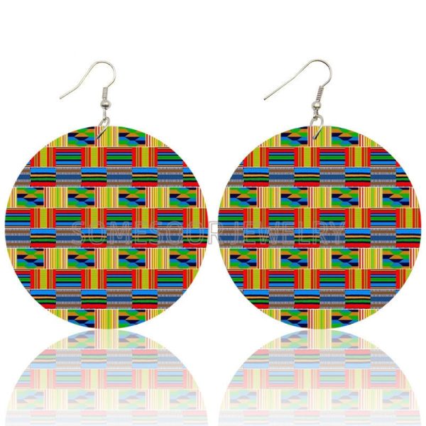 Bohemian Set Fashion Color Printing Earrings Exaggerated European And American Trend Simple Style Earrings