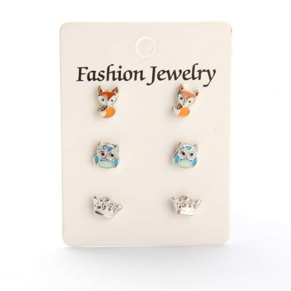 Personalized Oil Dripping Cartoon Animal Ear Stud Set