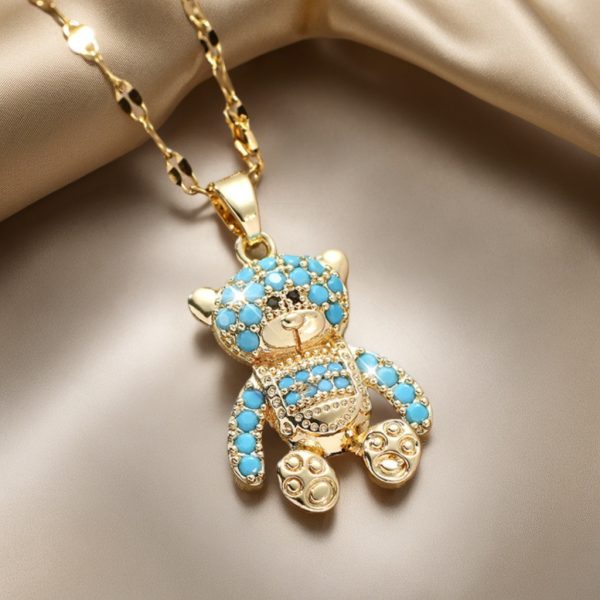 Bear Zircon Pendant Temperament Entry Lux Necklace