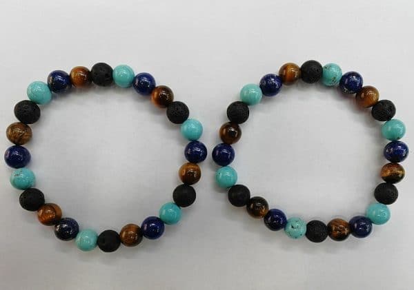 Tiger Eye Volcano Stone Orchid Pine Matte Blue Gold Stone Bracelet