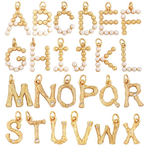 Popular Accessories Pearl Zircon Letter Pendant