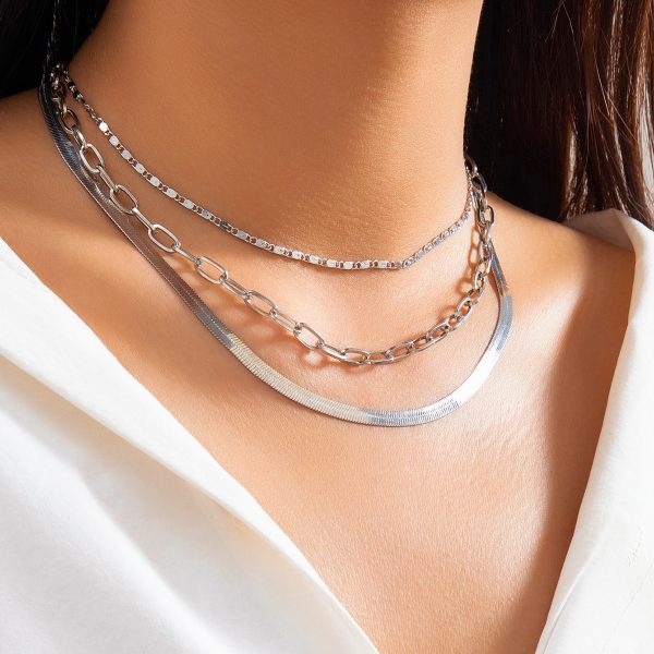 Multi-layer Snake Bone Chain Contrast Color Necklace