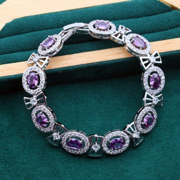 Classic Purple Zircon Inlaid Bracelet