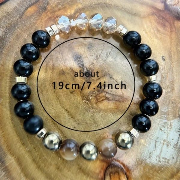 Natural Stone Punk Metallic Beaded Bracelet