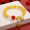 Chinese Style Beads String Bracelet Lucky Dragon Year Lucky Coin Agate Bracelet
