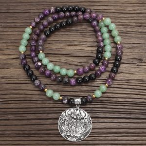 Dongling Long Yoga Lotus Pendant Necklace
