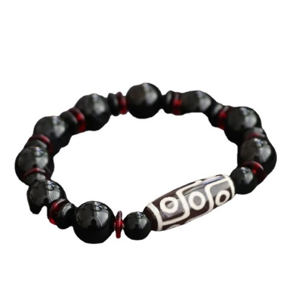 Fashion Black Agate Dzi Bead Chalcedony Bracelet