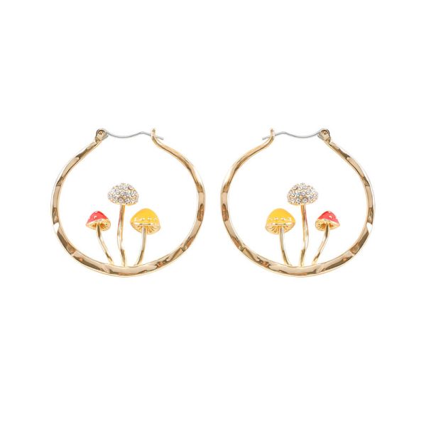 Boho Hoops Trendy Vintage Gold Mushroom Look