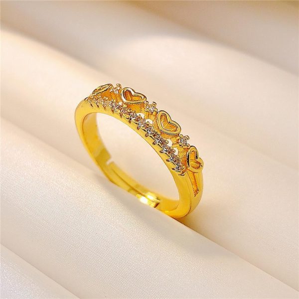 Ins Style Simple Girls Do Not Fade Heart-shaped Open Ring