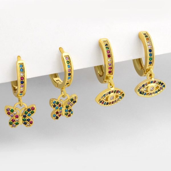 New Fashion Brass Micro Set Zircon Earrings