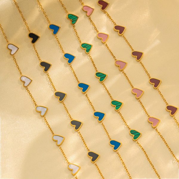 Multi-Color Three-dimensional Heart Shell Clavicle Chain Personality Heart-shaped Titanium Steel Bracelet