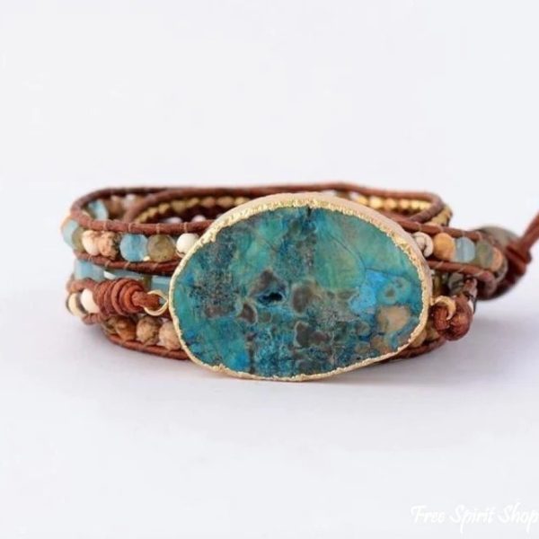 Natural Ocean Stone Leather Multi-layer Bracelet Simple
