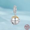 Christmas 925 Sterling Silver Cute Pet Paw Print Bell Pendant