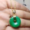 Vacuum Electroplating Emerald Green Dry Green Jade Pendant