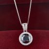 S925 Sterling Silver Moissanite Necklace Women's Light Luxury 1 Karat Round Full Diamond Clavicle Chain