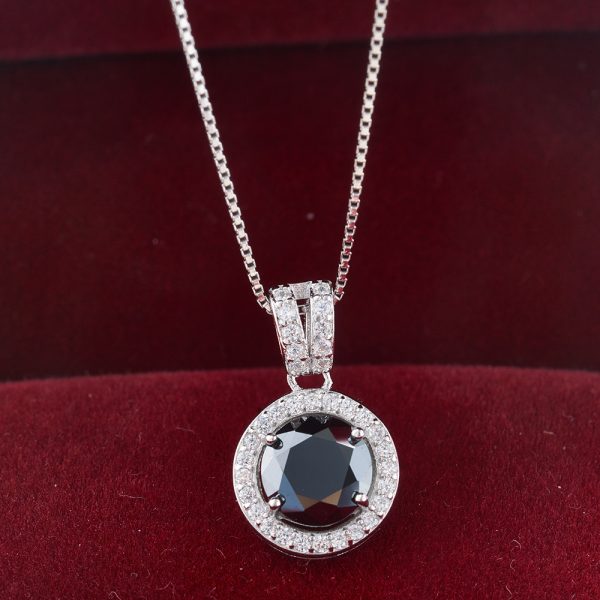 S925 Sterling Silver Moissanite Necklace Women's Light Luxury 1 Karat Round Full Diamond Clavicle Chain