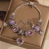 Special Interest Light Luxury Purple Glass Bead Love Pendant Bracelet