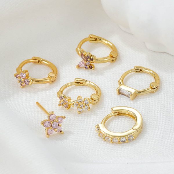 Fashion Zircon Flower Set Earrings