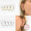 S925 Sterling Silver Classic Glossy Big Circle Ear Clip Minimalist Exaggerated Earrings