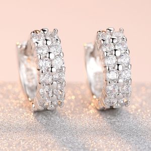 Double Row Diamond Circle Zircon Earrings