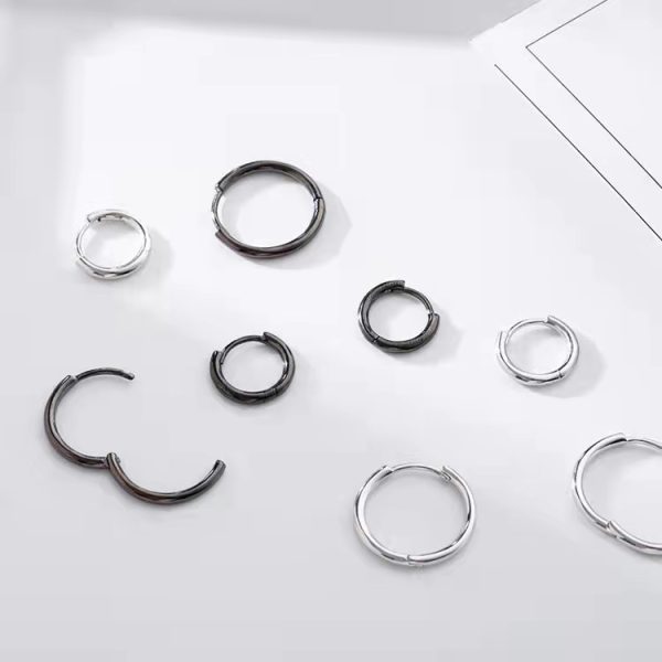 S925 Sterling Silver Solid Circle Earrings For Men And Women