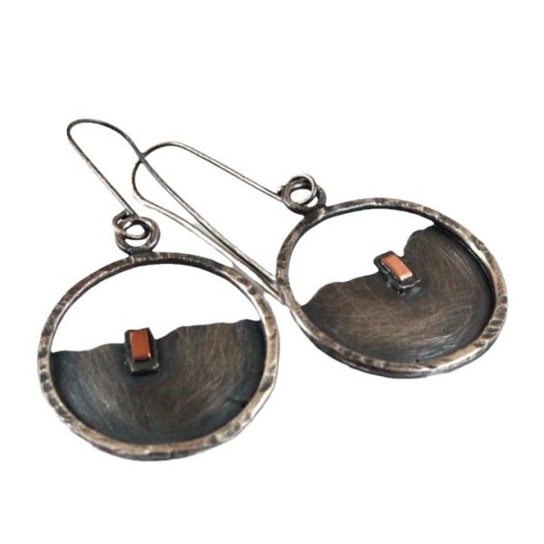 Mid-ancient Hollow Circle Metal Drop Earrings Inlaid Earrings