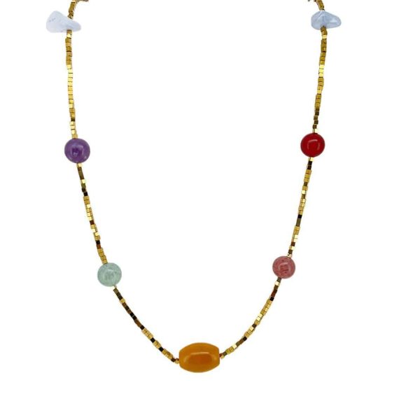 Color Agate Light Luxury Minority Advanced Sense Natural Stone Necklace