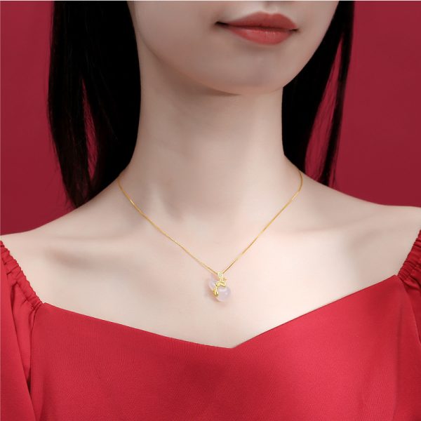 Lotus Leaf Gourd Necklace Silver National Style High-grade Natural Chalcedony