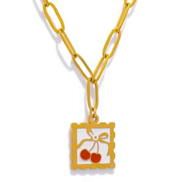 Fruit Plant Jade Necklace Pendant Gold Plated Color Retention 18K