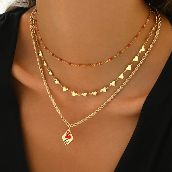 Clavicle Chain Love Necklace All-match Three-layer