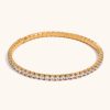 Simple And Light Luxury Stainless Steel Plated 18K Gold Elastic Zircon Bracelet Ornament