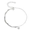 Simple S925 Sterling Silver All-match Heart Double-layer Bracelet