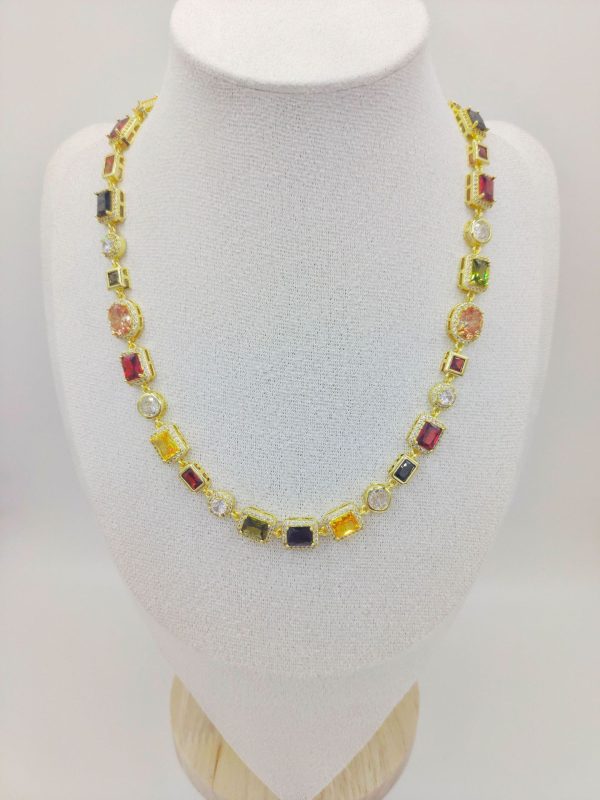 Personalized Color Rectangular Zircon Alloy Chain