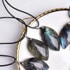 Natural Elongated Stone Moonlight Stone Leaves Blue Moonlight With Shape Pendant