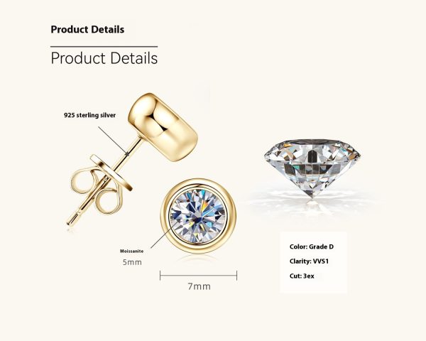 Round Moissanite Stud Earrings Bubble Couple S925 Silver