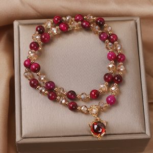Ins Natural Rose Tigereye Crystal Bracelet
