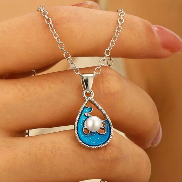 Blue HAILANG Sun Water Drop Pendant Necklace For Women