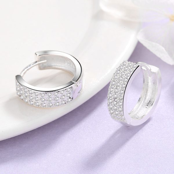 European And American Fashion Accessories Circle S925 Sterling Silver Earrings Female Ins Cold Wind Diamond Round Ear Clip