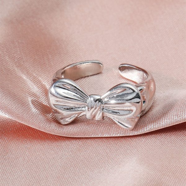 Brass Gold-plated Colorfast Simple Personality Bowknot Open Ring For Women