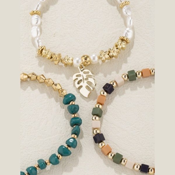 Leaf Pendant Irregular Vintage Pearl Ornamental Stone Bracelet